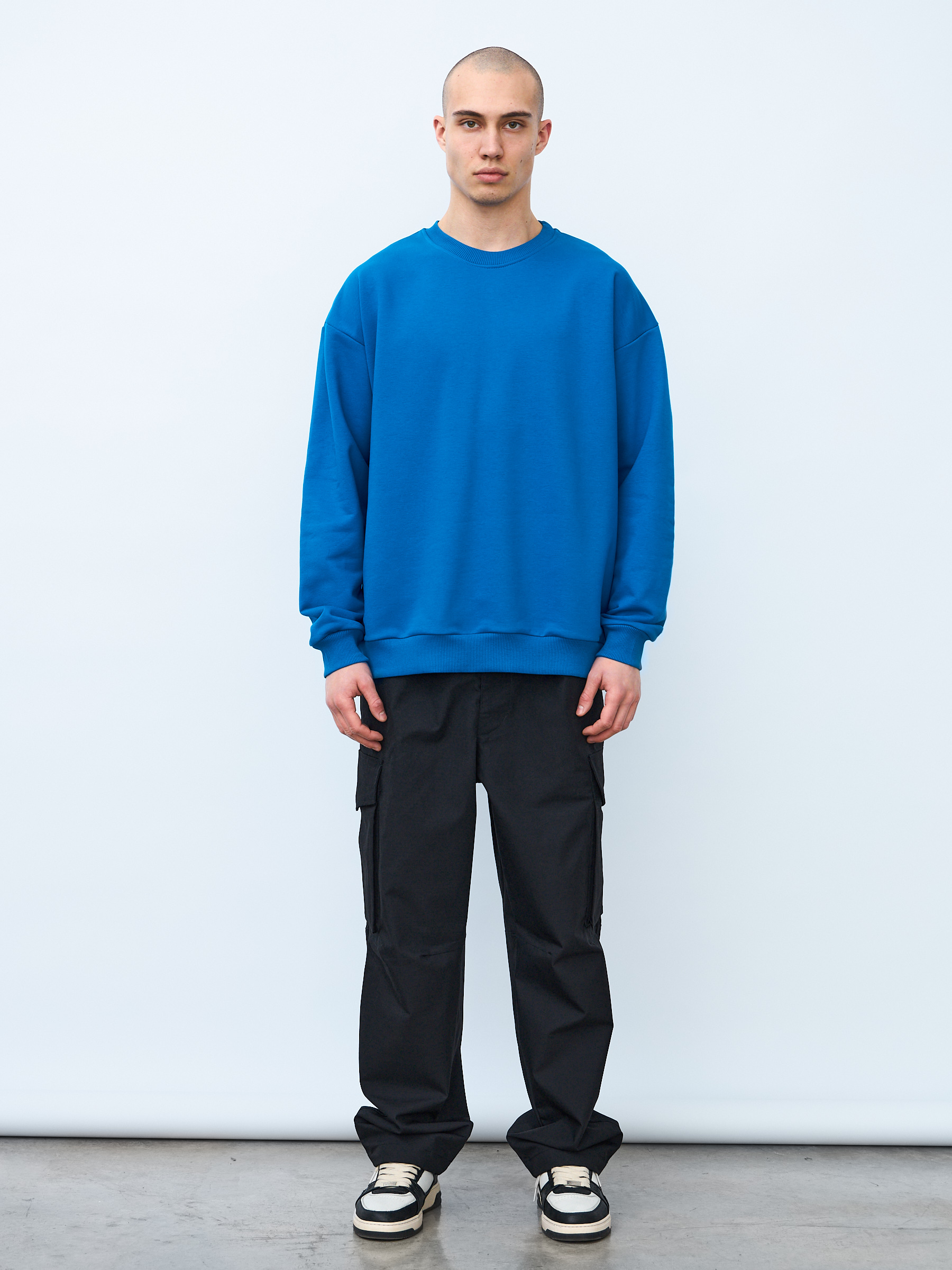 Свитшот оверсайз, без начеса (синий)