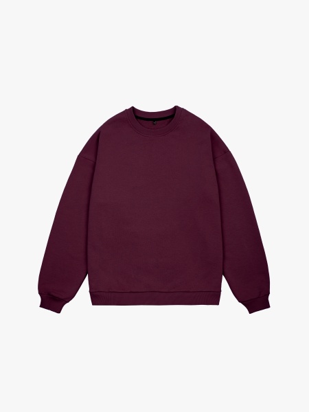 Свитшот оверсайз, без начеса (бордовый)