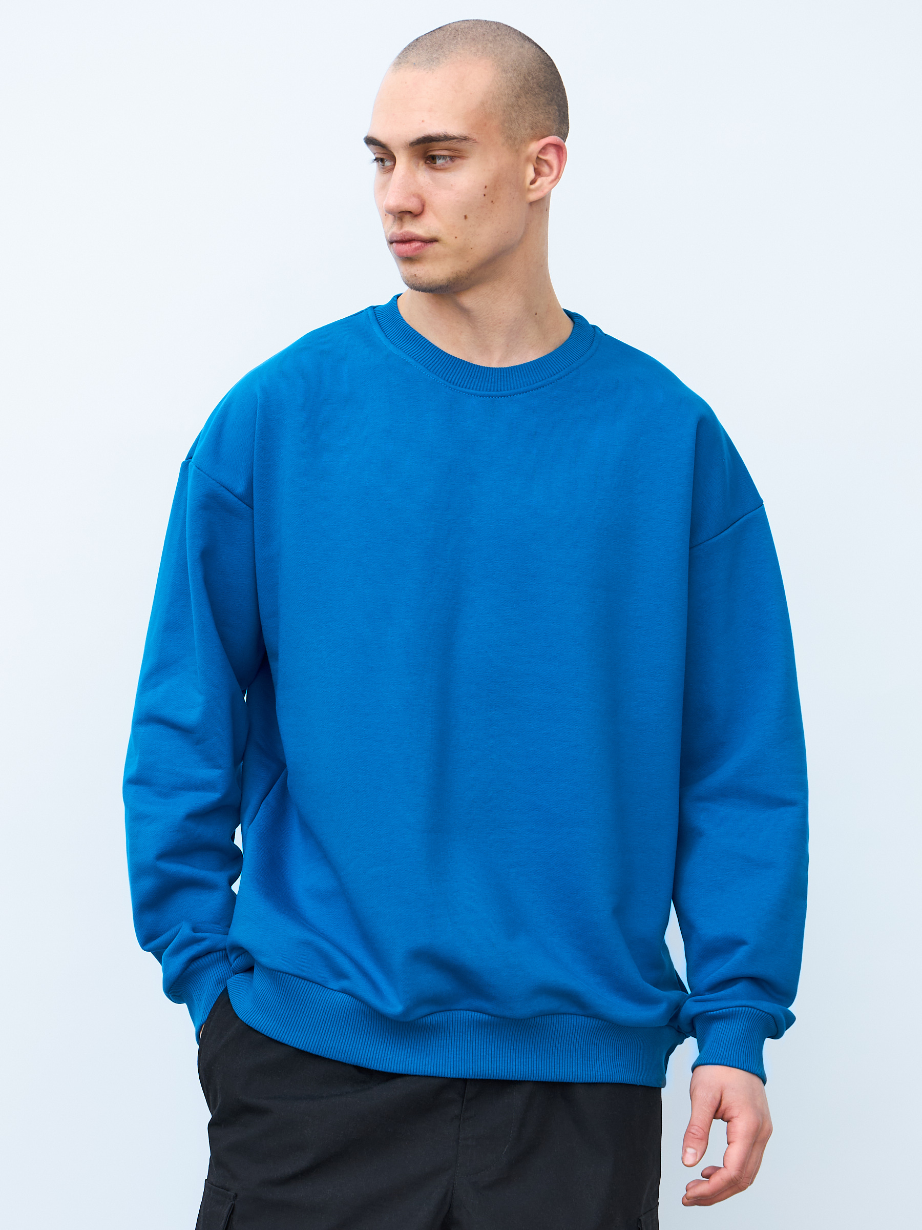 Свитшот оверсайз, без начеса (синий)