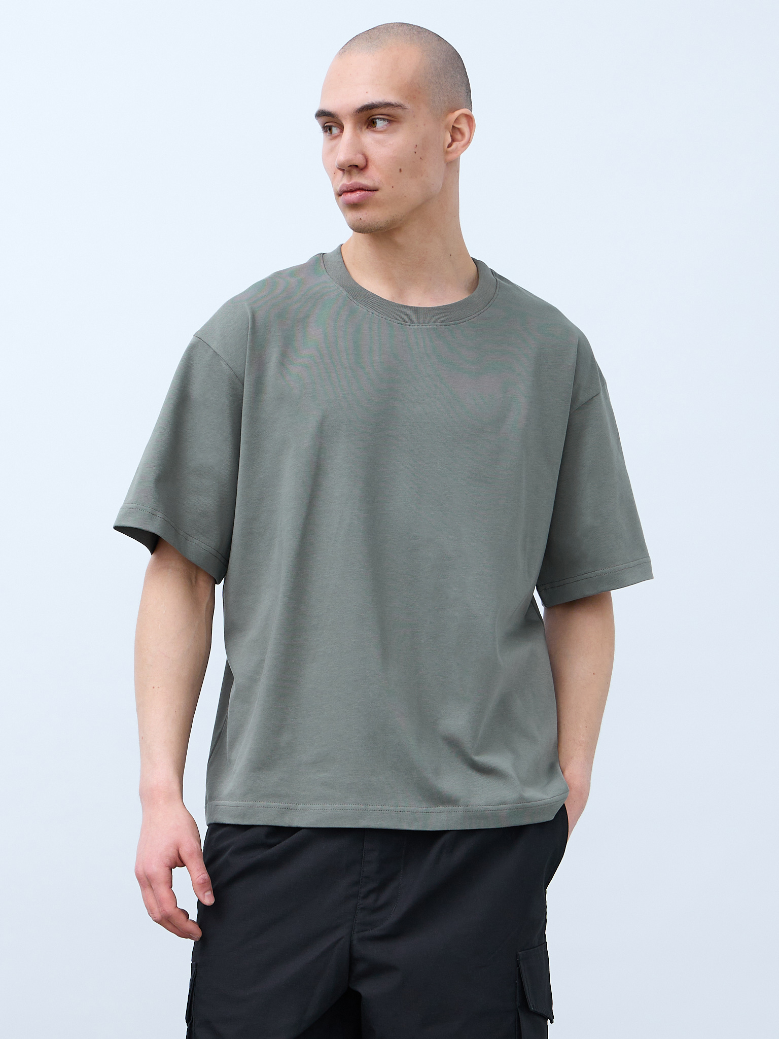 Футболка оверсайз (серо-зеленый) 230 г