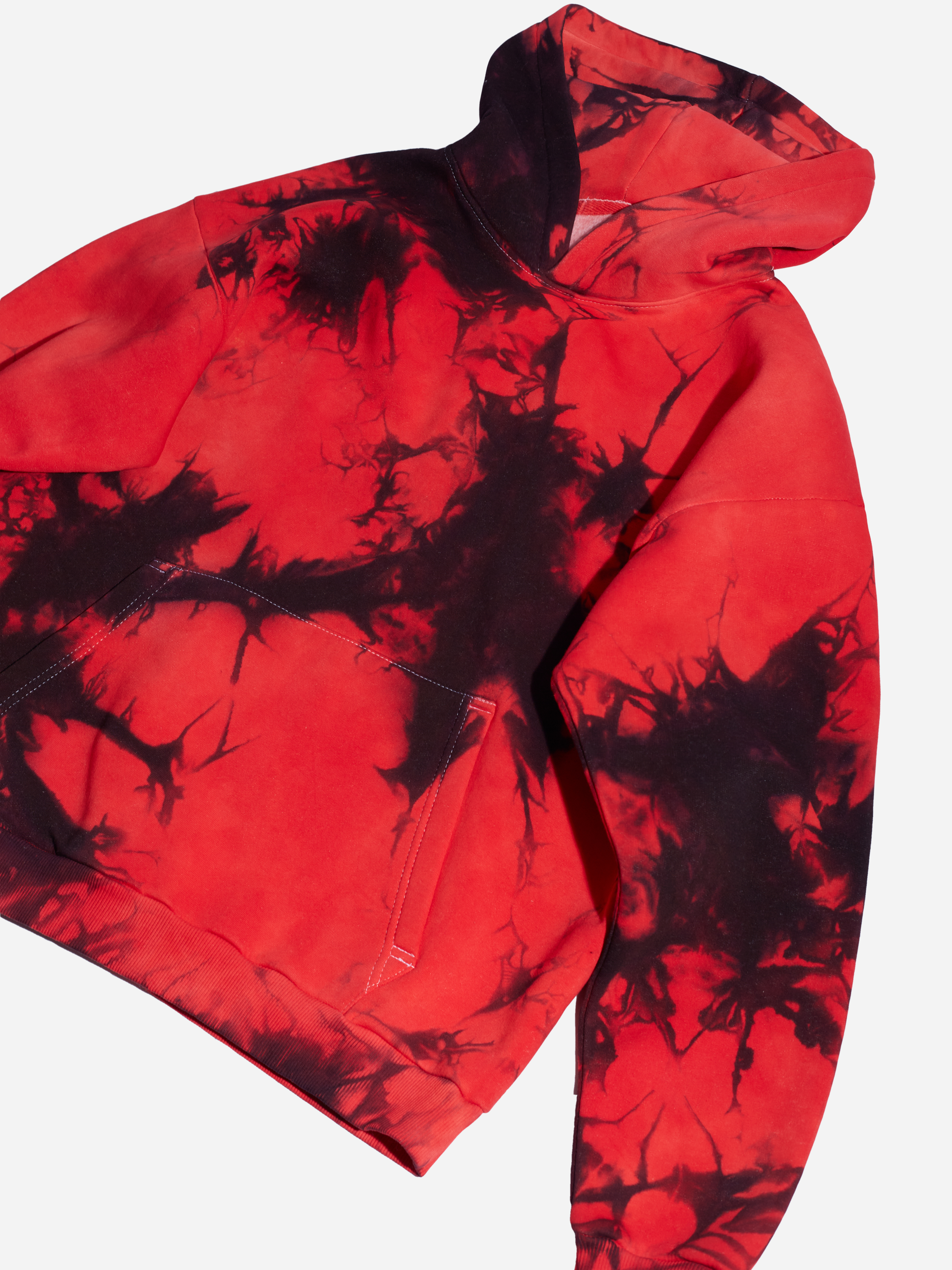Крашеный худи  Tie Dye (красный) 320 г