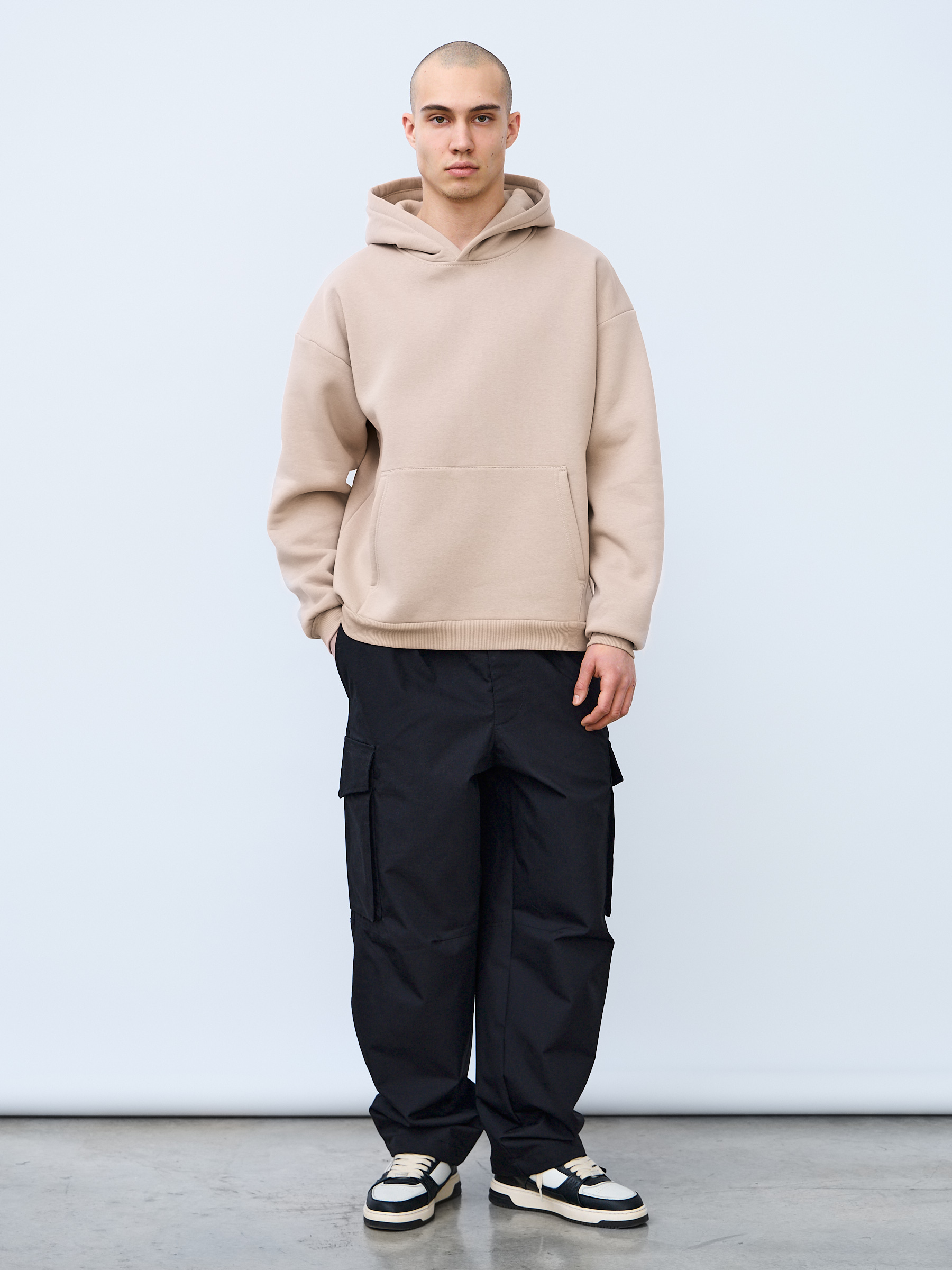 Худи оверсайз с начёсом (бежевый)