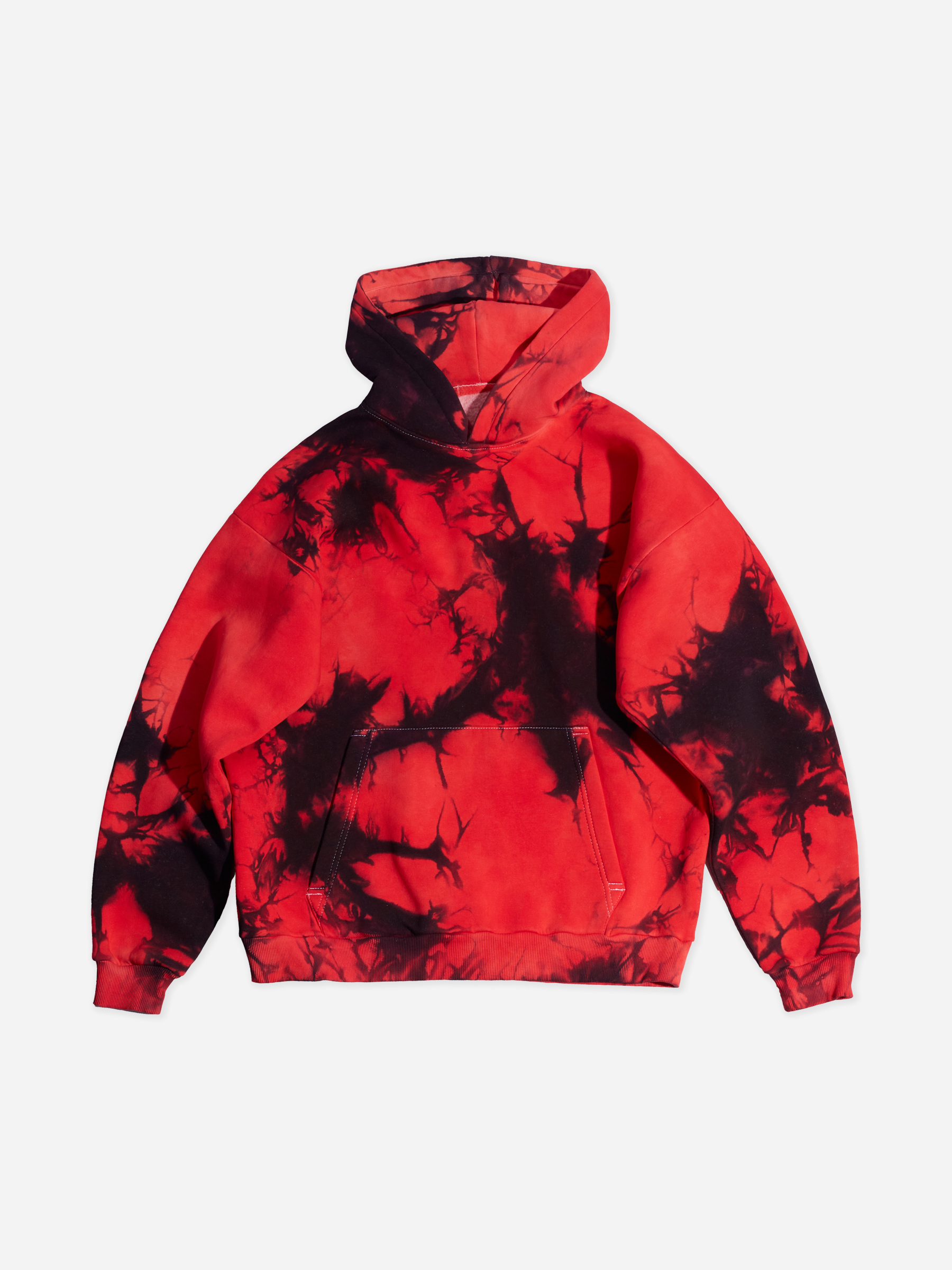 Крашеный худи  Tie Dye (красный) 320 г