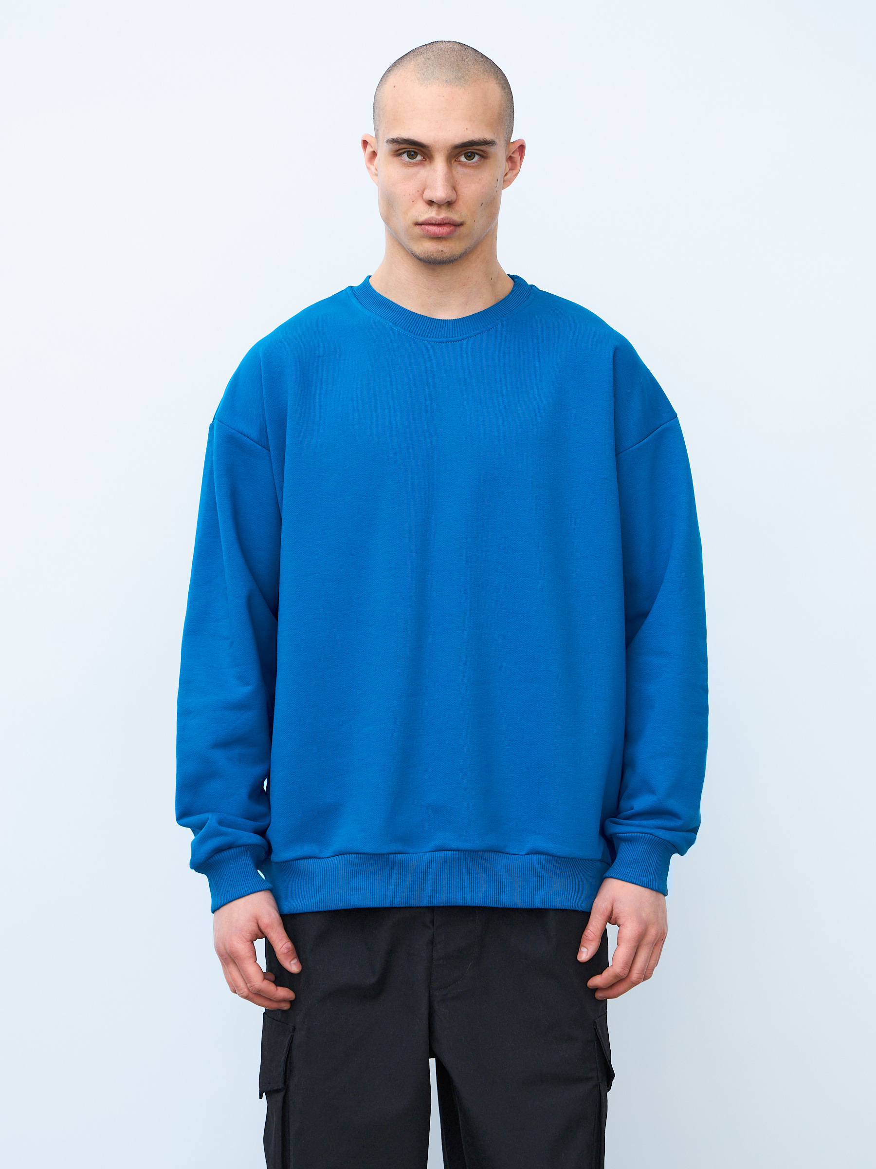 Свитшот оверсайз, без начеса (синий)