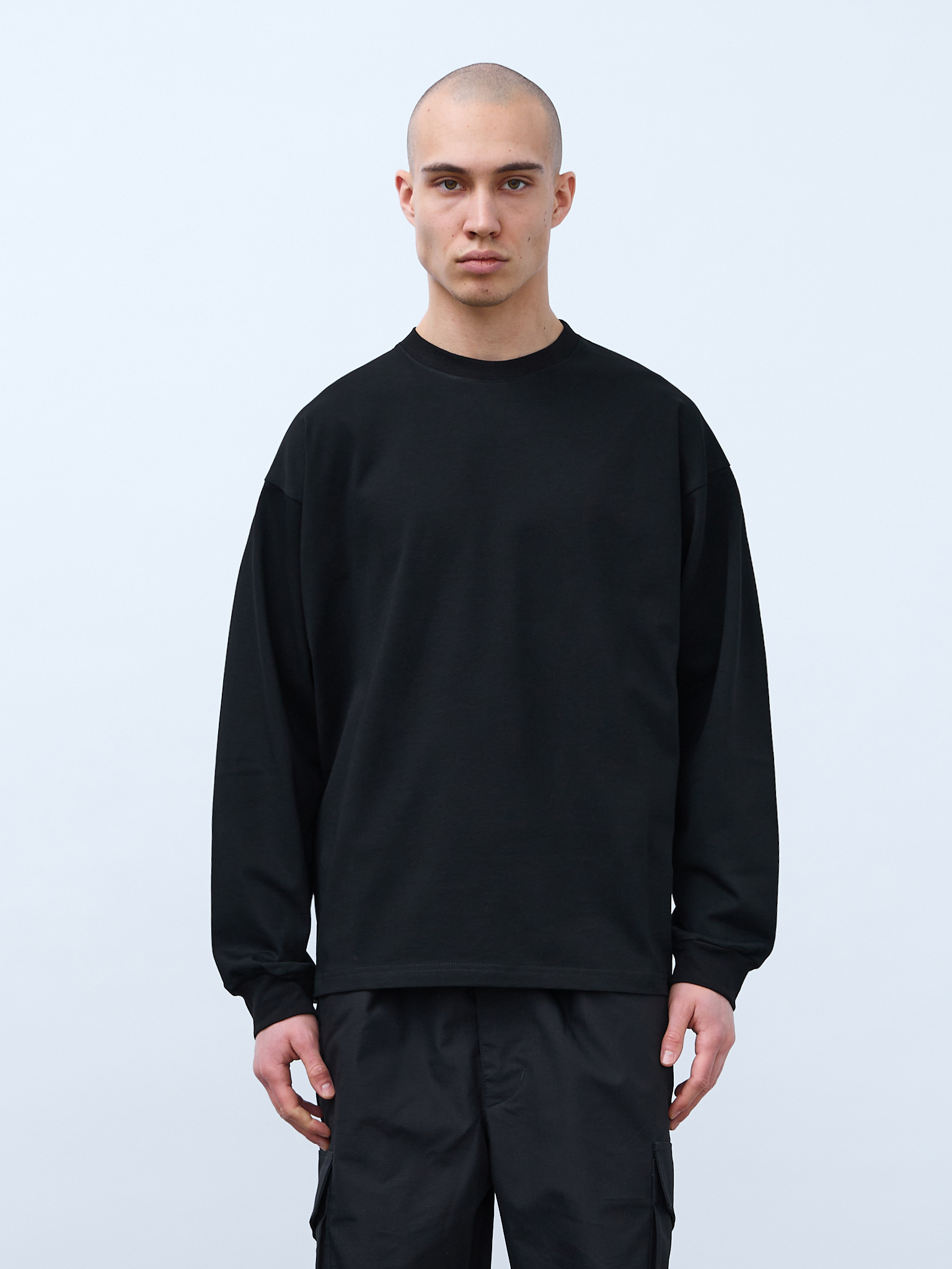 Лонгслив оверсайз (черный) 230 г